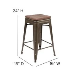 Flash Furniture 24" High Metal Counter-Height, Indoor Bar Stool With Wood Seat - Stackable Set Of 4 -Flash Furniture Shop GUEST b80fa6a6 f04e 4829 9e8f 14a62fd86646