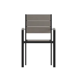 Flash Furniture Finch Commercial Grade Patio Chair With Arms, Stackable Side Chair With Faux Teak Poly Slats And Metal Frame -Flash Furniture Shop GUEST b8d62426 e7ea 4421 9804 115b764ed203