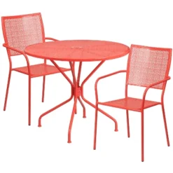 Flash Furniture Oia Commercial Grade 35.25" Round Indoor-Outdoor Steel Patio Table Set With 2 Square Back Chairs 8 Flash Furniture Oia Commercial Grade 35.25" Round Indoor-Outdoor Steel Patio Table Set With 2 Square Back Chairs -Flash Furniture Shop GUEST ba3f39e1 8ca8 4825 b9c0 69209b705469