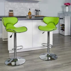 Flash Furniture Contemporary Cozy Mid-Back Vinyl Adjustable Height Barstool With Chrome Base