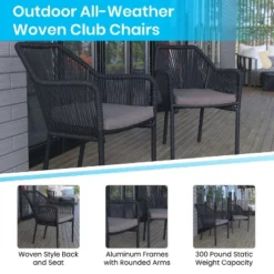 Flash Furniture Kallie Set Of 2 Aluminum Framed Stackable All-Weather Woven Club Chairs With Rounded Arms & Zippered Seat Cushions 18 Flash Furniture Kallie Set Of 2 Aluminum Framed Stackable All-Weather Woven Club Chairs With Rounded Arms & Zippered Seat Cushions -Flash Furniture Shop GUEST bcb977a5 fa6a 488e b779 b9ef5f6db2b3