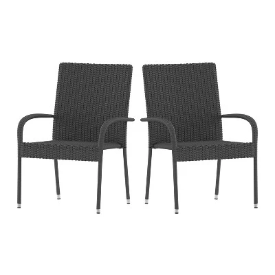 Flash Furniture Maxim Indoor/Outdoor Wicker Dining Chairs With Fade & Weather-Resistant Steel Frames For Patio And Deck 13 Flash Furniture Maxim Indoor/Outdoor Wicker Dining Chairs With Fade & Weather-Resistant Steel Frames For Patio And Deck - Image 13