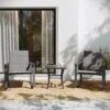 Flash Furniture Brazos 3 Piece Outdoor Rocking Chair Bistro Set With Flex Comfort Material And Metal Framed Glass Top Table