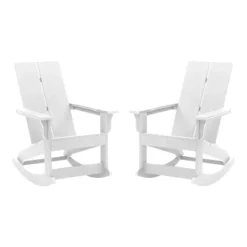 Flash Furniture Finn Modern Commercial Grade All-Weather 2-Slat Poly Resin Rocking Adirondack Chair With Rust Resistant Stainless Steel Hardware - Set Of 2 -Flash Furniture Shop GUEST befa379b 73f2 412b 989a c330c5939509