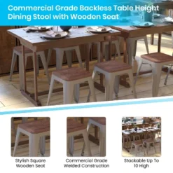 Flash Furniture 18" Backless Table Height Stool With Wooden Seat, Stackable Metal Indoor Dining Stool, Commercial Grade - Set Of 4 -Flash Furniture Shop GUEST bfe1b858 d2d7 40b3 b42e ff5a87fc6b79