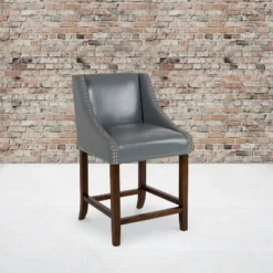 Flash Furniture Carmel Series 24" High Transitional Wood Counter Height Stool With Accent Nail Trim