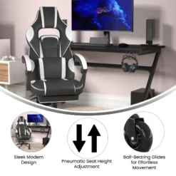 Flash Furniture X40 Gaming Chair Racing Computer Chair With Fully Reclining Back/Arms And Transparent Roller Wheels, Slide-Out Footrest -Flash Furniture Shop GUEST c02af722 a7b0 4b45 a852 bd80eefd6d5e