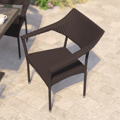 Flash Furniture Jace Set Of 2 Commercial Grade Stacking Patio Chairs, All Weather PE Rattan Wicker Patio Dining Chairs 4 Flash Furniture Jace Set Of 2 Commercial Grade Stacking Patio Chairs, All Weather PE Rattan Wicker Patio Dining Chairs - Image 4