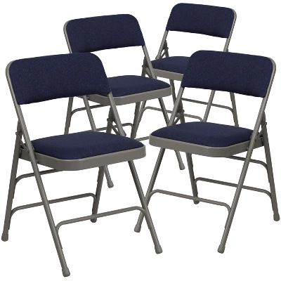 Flash Furniture 4 Pack HERCULES Series Curved Triple Braced & Double Hinged Upholstered Metal Folding Chair 14 Flash Furniture 4 Pack HERCULES Series Curved Triple Braced & Double Hinged Upholstered Metal Folding Chair - Image 14