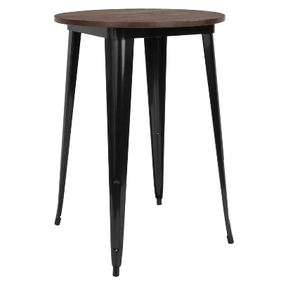 Flash Furniture 30" Round Metal Indoor Bar Height Table With Rustic Wood Top 4 Flash Furniture 30" Round Metal Indoor Bar Height Table With Rustic Wood Top - Image 4