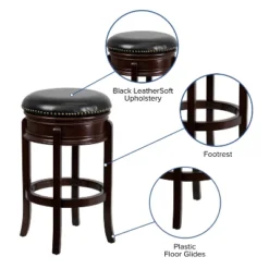 Flash Furniture 29'' High Backless Wood Barstool With Carved Apron And LeatherSoftSoft Swivel Seat -Flash Furniture Shop GUEST c336c51e 5222 4979 9afb da8ecbe276f6