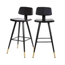 Flash Furniture Kora Commercial Grade Low Back Barstools-LeatherSoft Upholstery-Iron Frame-Integrated Footrest-Gold Tipped Legs-Set Of 2 -Flash Furniture Shop GUEST c352ed4f 6b2a 438c 898e c11f7c5afdba