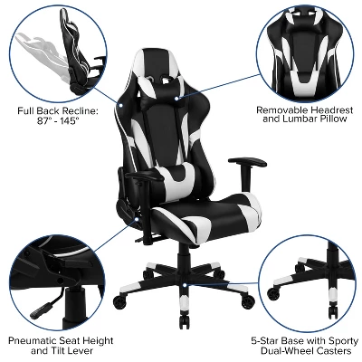 Flash Furniture Gaming Desk And Reclining Gaming Chair Set With Cup Holder, Headphone Hook, And Monitor/Smartphone Stand 3 Flash Furniture Gaming Desk And Reclining Gaming Chair Set With Cup Holder, Headphone Hook, And Monitor/Smartphone Stand - Image 3
