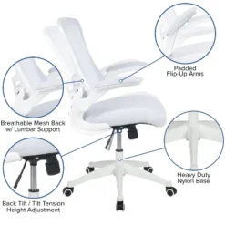 Flash Furniture Mid-Back White Mesh Swivel Ergonomic Task Office Chair With White Frame And Flip-Up Arms -Flash Furniture Shop GUEST c5aae8ba ee58 476d abef 3657c65f6f72
