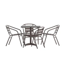 Flash Furniture Lila 27.5'' Square Aluminum Indoor-Outdoor Table Set With 4 Slat Back Chairs -Flash Furniture Shop GUEST c61563dd 4f15 4061 af06 d81d9cd4665e
