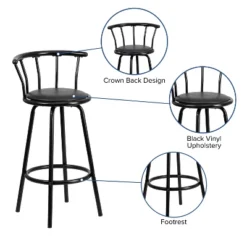 Flash Furniture Crown Back Black Metal Barstool With Black Vinyl Swivel Seat -Flash Furniture Shop GUEST c61eabf8 bc1c 4046 87bd 1b5b2452e529