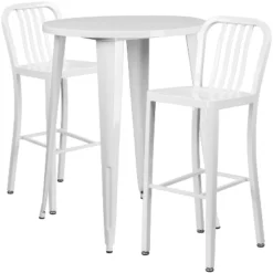 Flash Furniture Commercial Grade 30" Round Metal Indoor-Outdoor Bar Table Set With 2 Vertical Slat Back Stools -Flash Furniture Shop GUEST c71f1229 3485 48e9 9ea8 c07578bbf79e