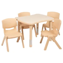 Flash Furniture 21.875"W X 26.625"L Rectangular Plastic Height Adjustable Activity Table Set With 4 Chairs -Flash Furniture Shop GUEST c8079485 a1de 4e59 8363 3db8b69d61b1