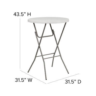 Flash Furniture 2.63-Foot Round Granite White Plastic Bar Height Folding Table 3 Flash Furniture 2.63-Foot Round Granite White Plastic Bar Height Folding Table - Image 3