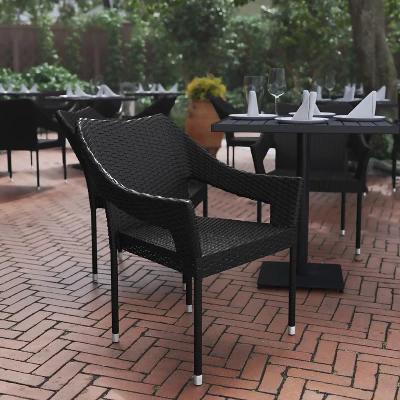 Flash Furniture Ethan Set Of 4 Commercial Grade Stacking Patio Chairs, All Weather PE Rattan Wicker Patio Dining Chairs 3 Flash Furniture Ethan Set Of 4 Commercial Grade Stacking Patio Chairs, All Weather PE Rattan Wicker Patio Dining Chairs - Image 3