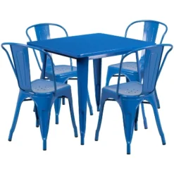Flash Furniture Commercial Grade 31.5" Square Metal Indoor-Outdoor Table Set With 4 Stack Chairs -Flash Furniture Shop GUEST caa9d931 29b6 43a8 8933 349237837f70