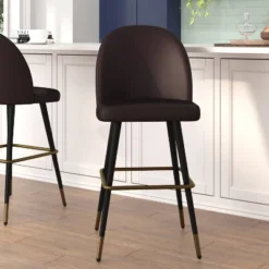 Flash Furniture Lyla Commercial Grade Modern Armless Barstools With Contoured Backrest, Steel Frame And Integrated Footrest - Set Of 2