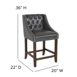 Flash Furniture Carmel Series 24" High Transitional Tufted Walnut Counter Height Stool With Accent Nail Trim -Flash Furniture Shop GUEST cc51877d 9187 4bee 85d0 76309f0a418e