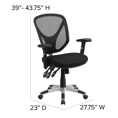 Flash Furniture Mid-Back Black Mesh Multifunction Swivel Ergonomic Task Office Chair With Adjustable Arms 3 Flash Furniture Mid-Back Black Mesh Multifunction Swivel Ergonomic Task Office Chair With Adjustable Arms - Image 3