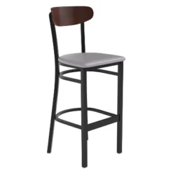 Flash Furniture Wright Commercial Grade Barstool With 500 LB. Capacity Steel Frame, Solid Wood Seat, And Boomerang Back -Flash Furniture Shop GUEST cc6efcab c658 427d 8d1b f4d33c11251c