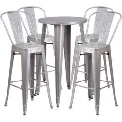Flash Furniture Commercial Grade 24" Round Metal Indoor-Outdoor Bar Table Set With 4 Cafe Stools -Flash Furniture Shop GUEST cd9f2442 f249 4427 a2cd 24e1a04a6f7d