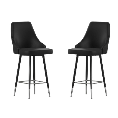 Flash Furniture Shelly Set Of 2 Commercial LeatherSoft Counter Height Bar Stools With Solid Black Metal Frames And Chrome Accented Feet And Footrests 11 Flash Furniture Shelly Set Of 2 Commercial LeatherSoft Counter Height Bar Stools With Solid Black Metal Frames And Chrome Accented Feet And Footrests - Image 11