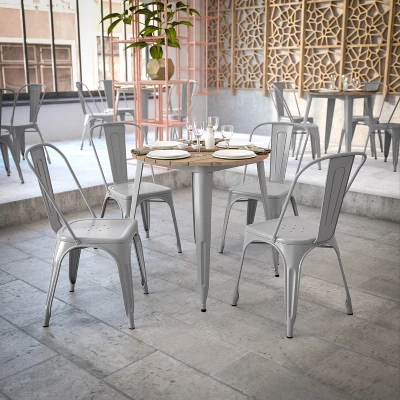 Flash Furniture Declan Commercial Grade Indoor/Outdoor Dining Table, 30" Round All Weather Poly Resin Top With Steel Base 3 Flash Furniture Declan Commercial Grade Indoor/Outdoor Dining Table, 30" Round All Weather Poly Resin Top With Steel Base - Image 3