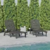 Flash Furniture Monterey Set Of 2 Adjustable Adirondack Loungers With Cup Holders- All-Weather Indoor/Outdoor HDPE Lounge Chairs