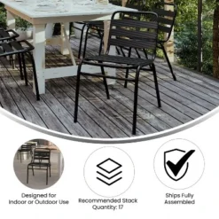 Flash Furniture Lila Aluminum Commercial Indoor-Outdoor Armless Restaurant Stack Chair With Triple Slat Back -Flash Furniture Shop GUEST ceb58226 3bb1 46c4 b5ff 61cbee28b531