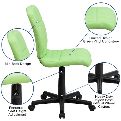 Flash Furniture Mid-Back Quilted Vinyl Swivel Task Office Chair 2 Flash Furniture Mid-Back Quilted Vinyl Swivel Task Office Chair - Image 2