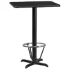 Flash Furniture 24'' X 30'' Rectangular Black Laminate Table Top With 22'' X 22'' Bar Height Table Base And Foot Ring
