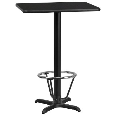 Flash Furniture 24'' X 30'' Rectangular Black Laminate Table Top With 22'' X 22'' Bar Height Table Base And Foot Ring 1 Flash Furniture 24'' X 30'' Rectangular Black Laminate Table Top With 22'' X 22'' Bar Height Table Base And Foot Ring