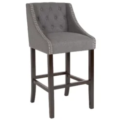 Flash Furniture Carmel Series 30" High Transitional Tufted Walnut Barstool With Accent Nail Trim -Flash Furniture Shop GUEST d170437a 2ea3 493e 85d9 8c8b96ce0425