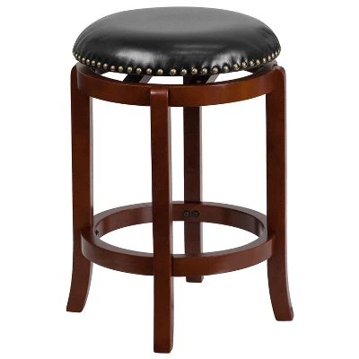 Flash Furniture 24'' High Backless Wood Counter Height Stool With LeatherSoft Swivel Seat 7 Flash Furniture 24'' High Backless Wood Counter Height Stool With LeatherSoft Swivel Seat - Image 7