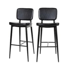 Flash Furniture Kenzie Commercial Grade Mid-Back Barstools - LeatherSoft Upholstery - Iron Frame With Integrated Footrest - Set Of 2 -Flash Furniture Shop GUEST d1e67e7a 6fc3 4694 b182 8b0dc4ca71fa