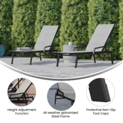 Flash Furniture Brazos Set Of 2 Adjustable Chaise Lounge Chairs With Arms, All-Weather Outdoor Five-Position Recliners -Flash Furniture Shop GUEST d278d3f3 c7b6 483c a21f 602a073f4f7d