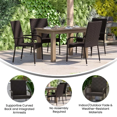 Flash Furniture Maxim Indoor/Outdoor Wicker Dining Chairs With Fade & Weather-Resistant Steel Frames For Patio And Deck 5 Flash Furniture Maxim Indoor/Outdoor Wicker Dining Chairs With Fade & Weather-Resistant Steel Frames For Patio And Deck - Image 5