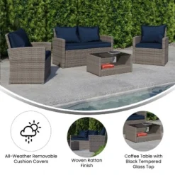 Flash Furniture Aransas Series 4 Piece Patio Set With Back Pillows And Seat Cushions -Flash Furniture Shop GUEST d489a286 c515 4bbe 8284 11340546243a