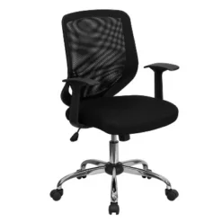 Flash Furniture Mid-Back Mesh Tapered Back Swivel Task Office Chair With LeatherSoft Seat, Chrome Base And T-Arms -Flash Furniture Shop GUEST d50068b6 3313 48e3 8a70 0e6f76967a02