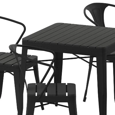 Flash Furniture All-Weather Resin Top Square Table & 4 Metal Chairs With Poly Resin Seats-Black 9 Flash Furniture All-Weather Resin Top Square Table & 4 Metal Chairs With Poly Resin Seats-Black - Image 9