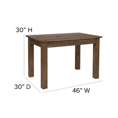 Flash Furniture 46" X 30" Rectangular Solid Pine Farm Dining Table 3 Flash Furniture 46" X 30" Rectangular Solid Pine Farm Dining Table - Image 3