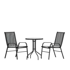 Flash Furniture 3 Piece Outdoor Patio Dining Set - Tempered Glass Patio Table, 2 Flex Comfort Stack Chairs -Flash Furniture Shop GUEST d7219a70 02c9 4629 adca 187f5ba9a215