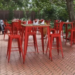 Flash Furniture Declan Commercial Indoor/Outdoor Bar Top Table, 31.5" Square All Weather Poly Resin Top With Steel Base