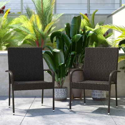 Flash Furniture Maxim Indoor/Outdoor Wicker Dining Chairs With Fade & Weather-Resistant Steel Frames For Patio And Deck 1 Flash Furniture Maxim Indoor/Outdoor Wicker Dining Chairs With Fade & Weather-Resistant Steel Frames For Patio And Deck