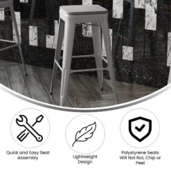 Flash Furniture Cierra Set Of 4 Commercial Grade 30" High Backless Metal Indoor Bar Height Stools With All-Weather Poly Resin Seats 18 Flash Furniture Cierra Set Of 4 Commercial Grade 30" High Backless Metal Indoor Bar Height Stools With All-Weather Poly Resin Seats -Flash Furniture Shop GUEST da5c4251 be3a 4875 98c5 f70b77825296